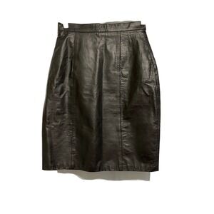 RAFFERty  LEATHER ALINE BLACK SKIRT SIZE 9 vintage